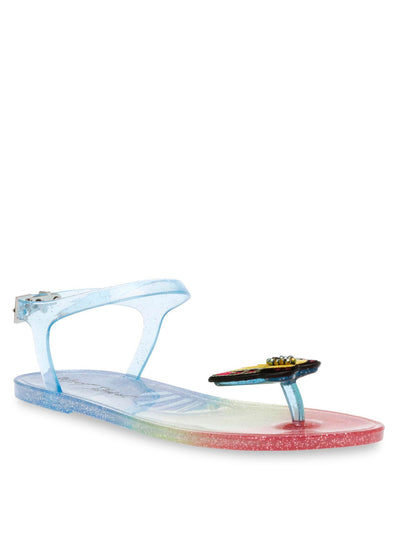 BETSEY JOHNSON Womens Rainbow Adjustable Embellished Tabby Round Toe Buckle Jelly 6