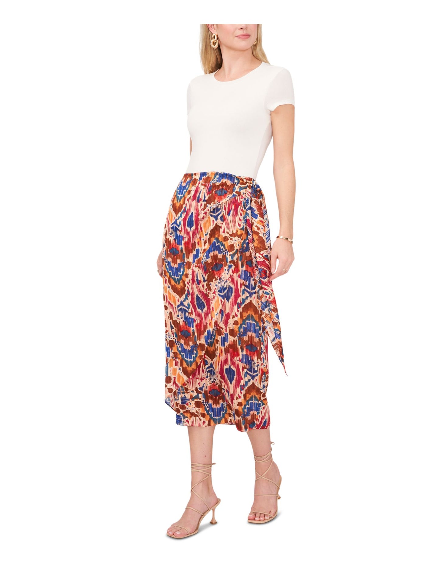 VINCE CAMUTO Womens Zippered Midi A-Line Skirt