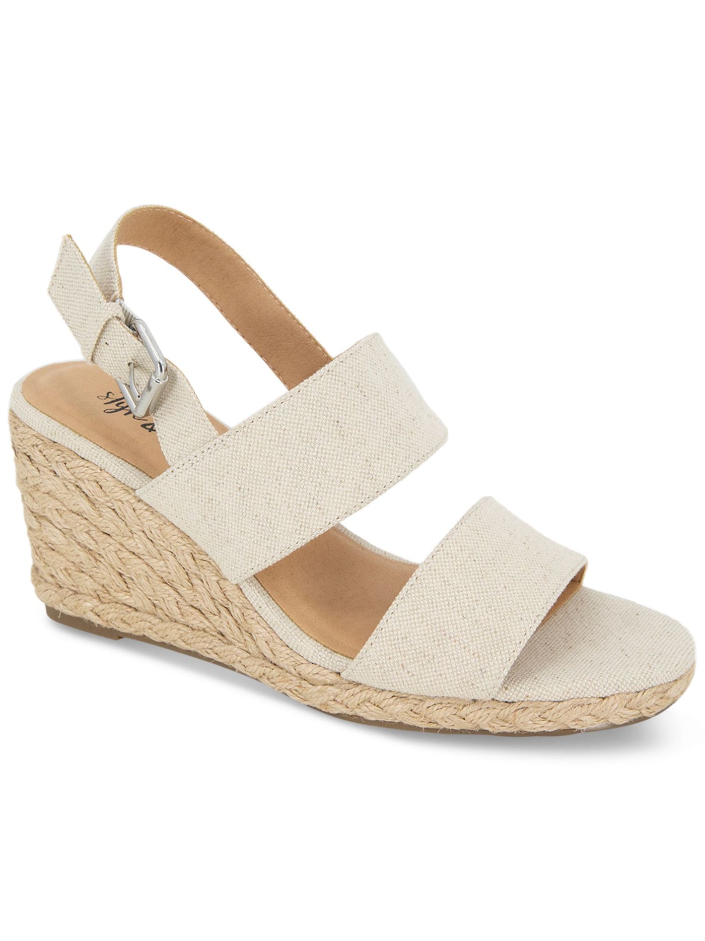 STYLE & COMPANY Womens Beige Slingback Cushioned Serennaa Round Toe Wedge Buckle Espadrille Shoes 9.5 M