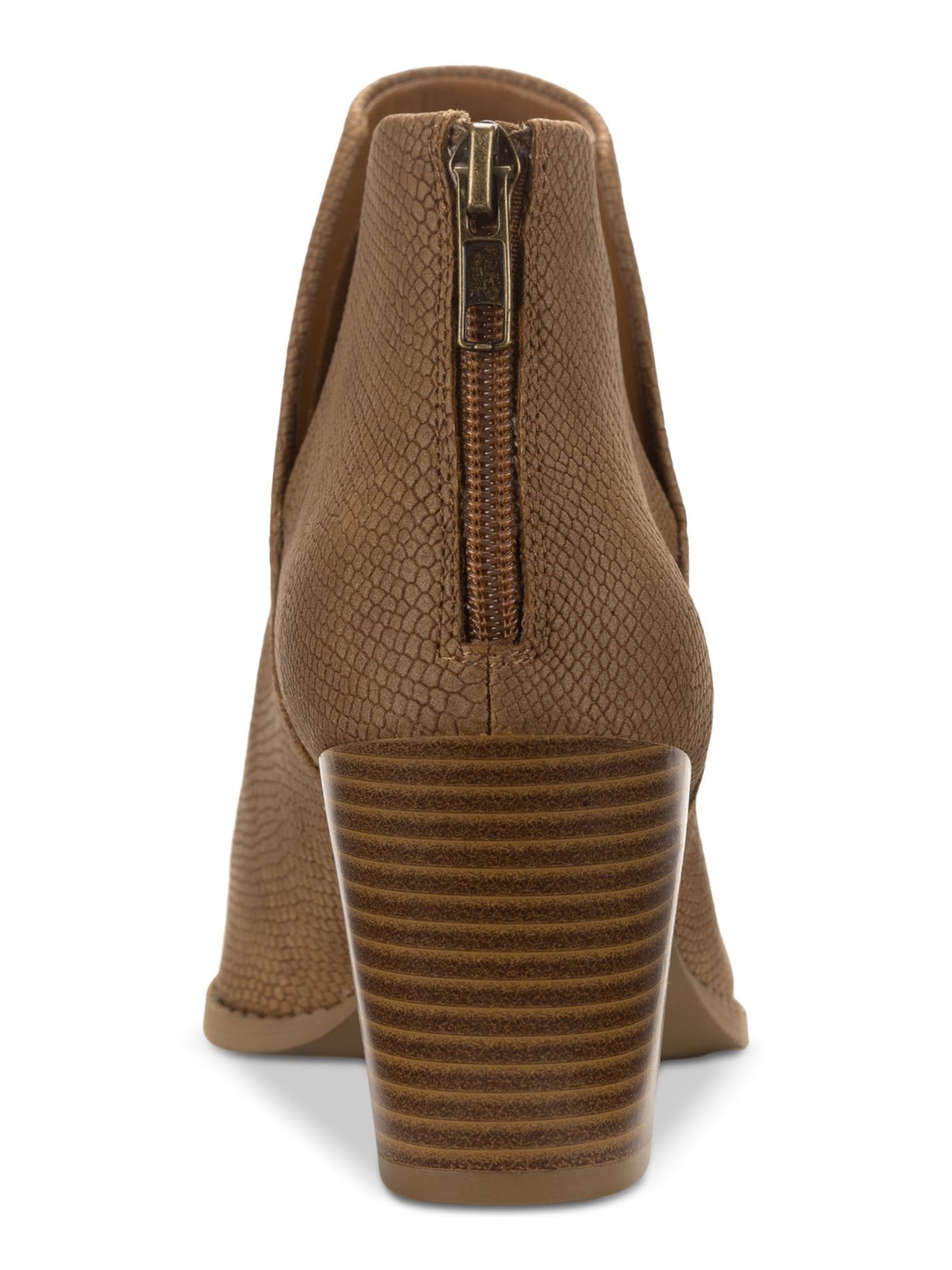 SUN STONE Womens Brown Solid Snake V-Notched Sides Slip Resistant Padded Elizaa Pointed Toe Block Heel Zip-Up Booties 7.5 M