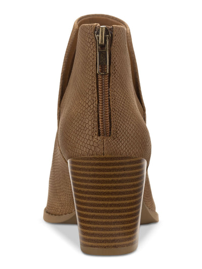 SUN STONE Womens Brown Solid Snake V-Notched Sides Slip Resistant Padded Elizaa Pointed Toe Block Heel Zip-Up Booties 7.5 M
