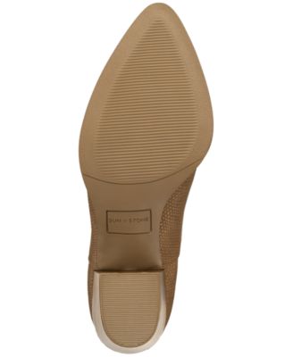 SUN STONE Womens Brown Solid Snake V-Notched Sides Slip Resistant Padded Elizaa Pointed Toe Block Heel Zip-Up Booties M