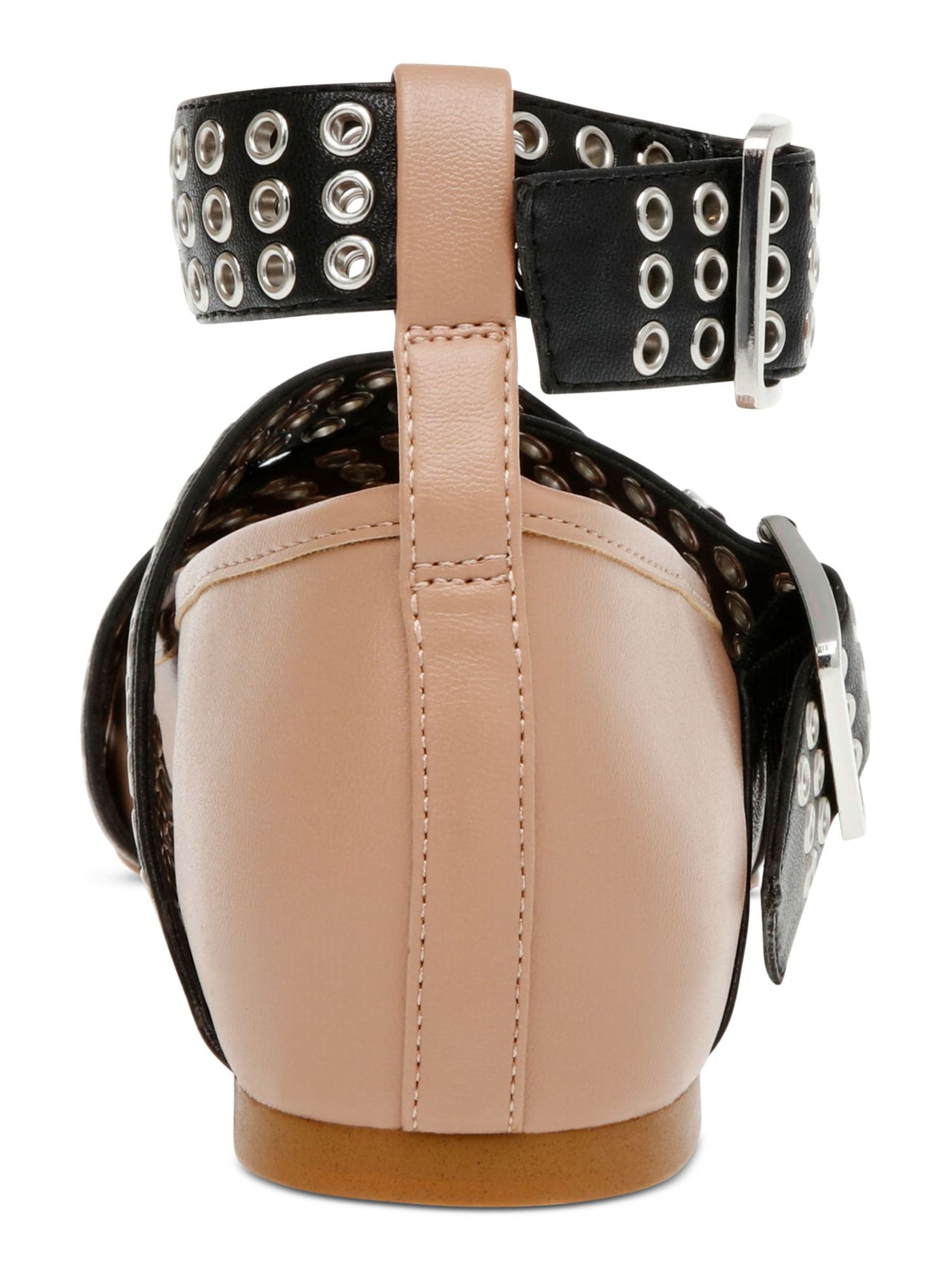 STEVE MADDEN Womens Beige Color Block Grommet Hardware Straps Pleated Cushioned Bryar Round Toe Buckle Ballet Flats 8.5 M