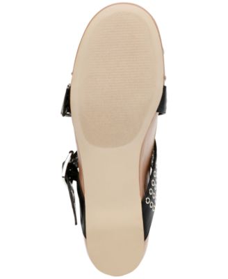 STEVE MADDEN Womens Beige Color Block Grommet Hardware Straps Pleated Cushioned Bryar Round Toe Buckle Ballet Flats M