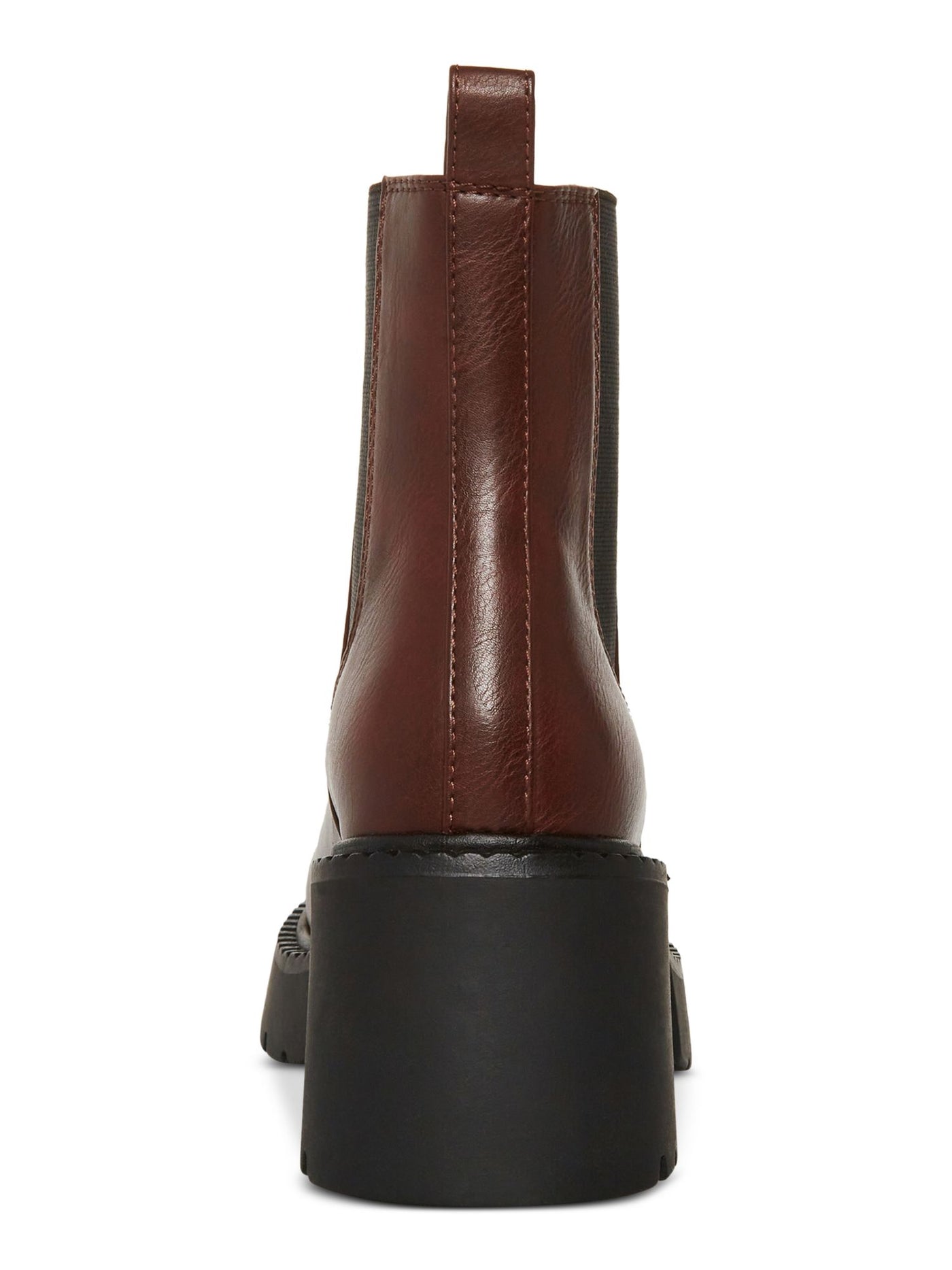 MADDEN GIRL Womens Brown 1-1/2" Platform Heel Pull-Tab Goring Lug Sole Padded Trust Round Toe Chelsea Boot 11 M