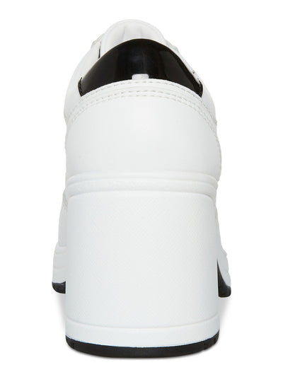 MADDEN GIRL Womens White Padded Contrast Heel Patch Treaded Perforated Lug Sole Vida Round Toe Lace-Up Sneakers Shoes 5.5