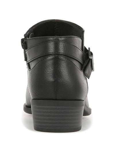 LIFE STRIDE Womens Black Buckled Ankle Strap Accent Flex Shock Absorbtion Cushioned Alexander Almond Toe Block Heel Zip-Up Booties 12 W