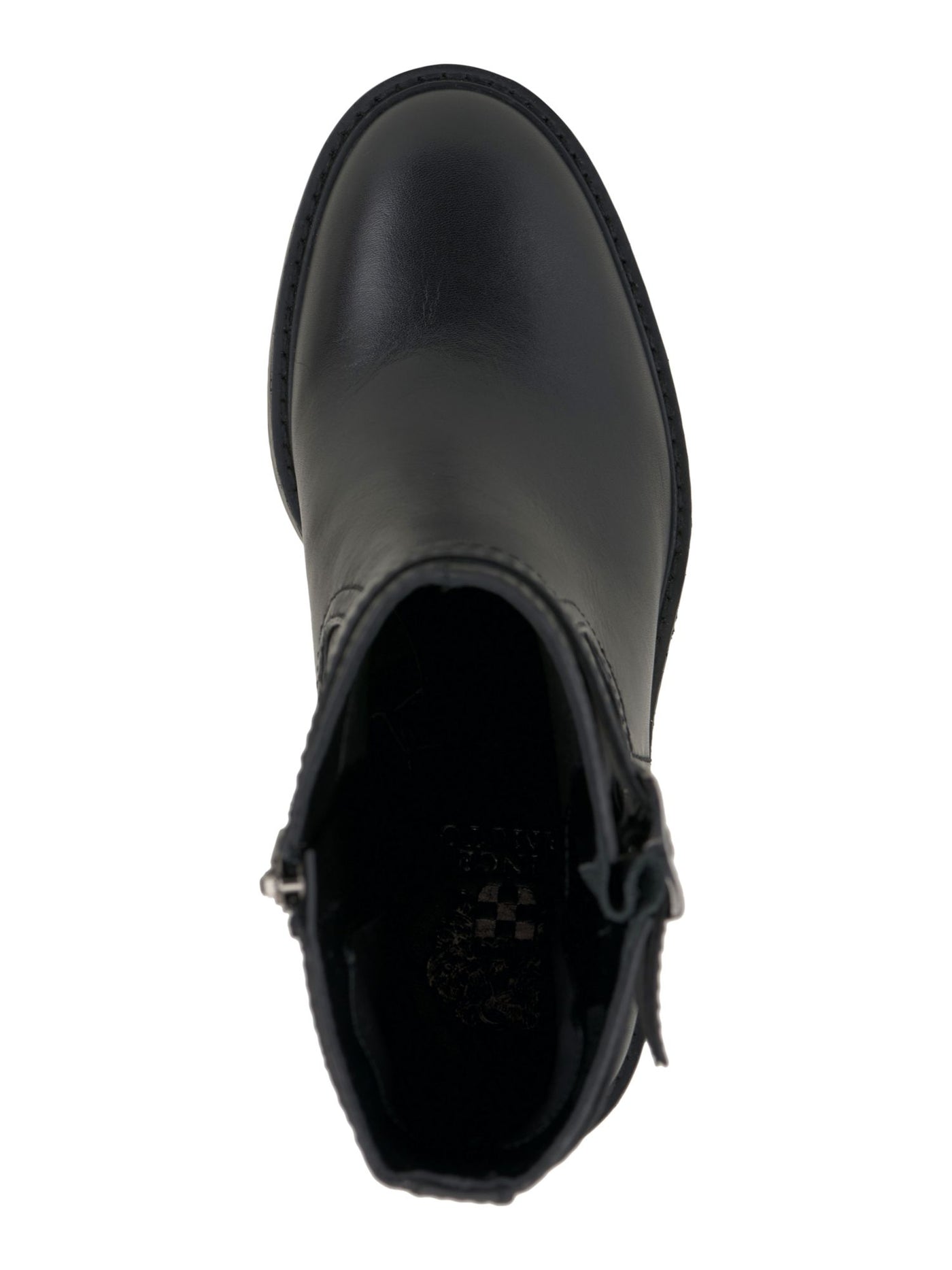 VINCE CAMUTO Womens Black Lug Sole Goring Buckle Accent Vergila Almond Toe Block Heel Zip-Up Leather Moto 10 M