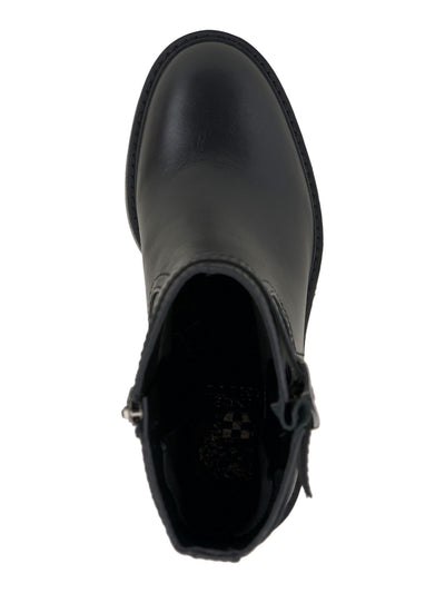 VINCE CAMUTO Womens Black Lug Sole Goring Buckle Accent Vergila Almond Toe Block Heel Zip-Up Leather Moto 10 M