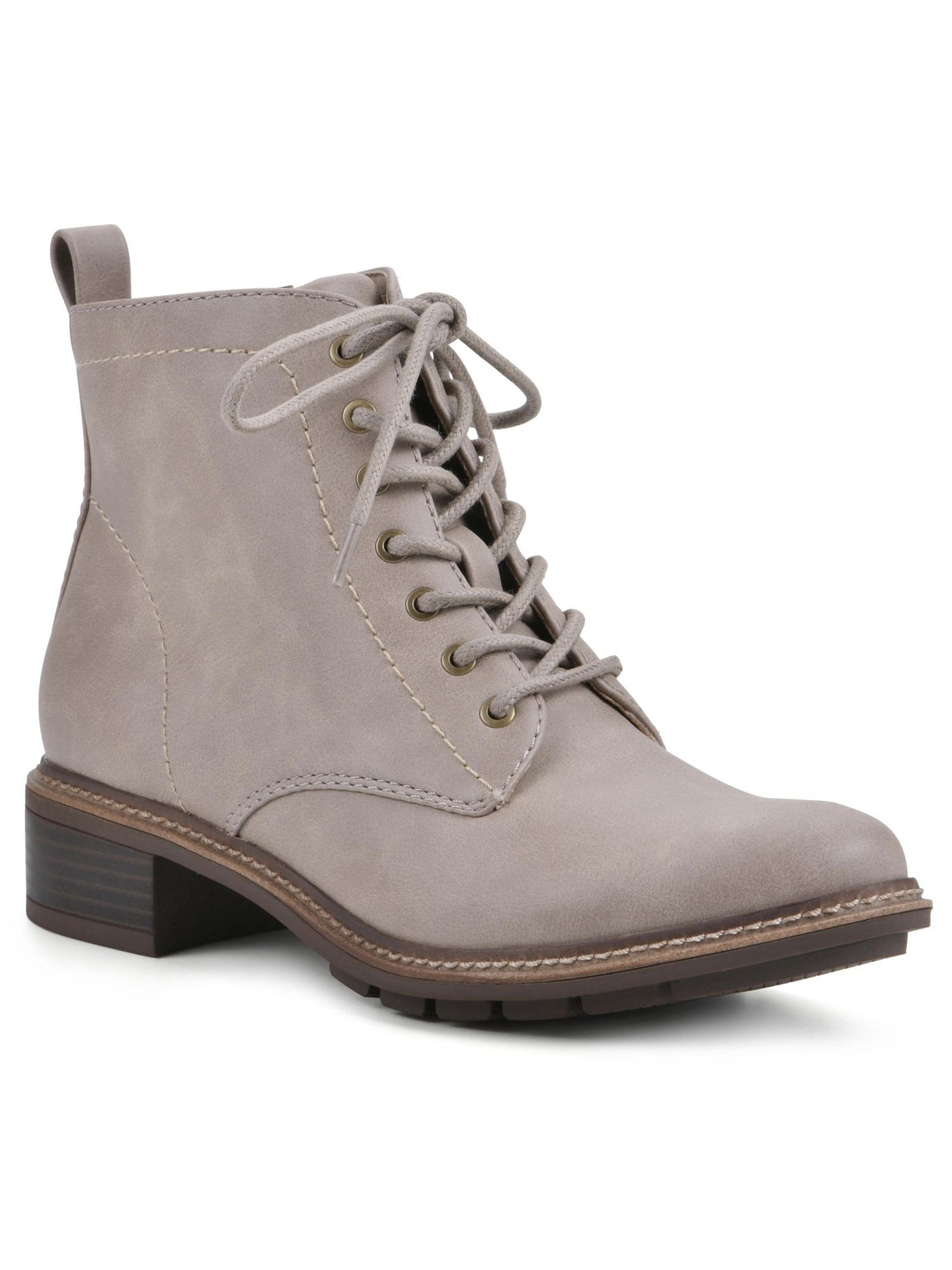 CLIFFS BY WHITE MOUNTAIN Womens Beige Lace Up Heel Pull-Tab Padded Treaded Eligible Almond Toe Block Heel Zip-Up Booties 10 M