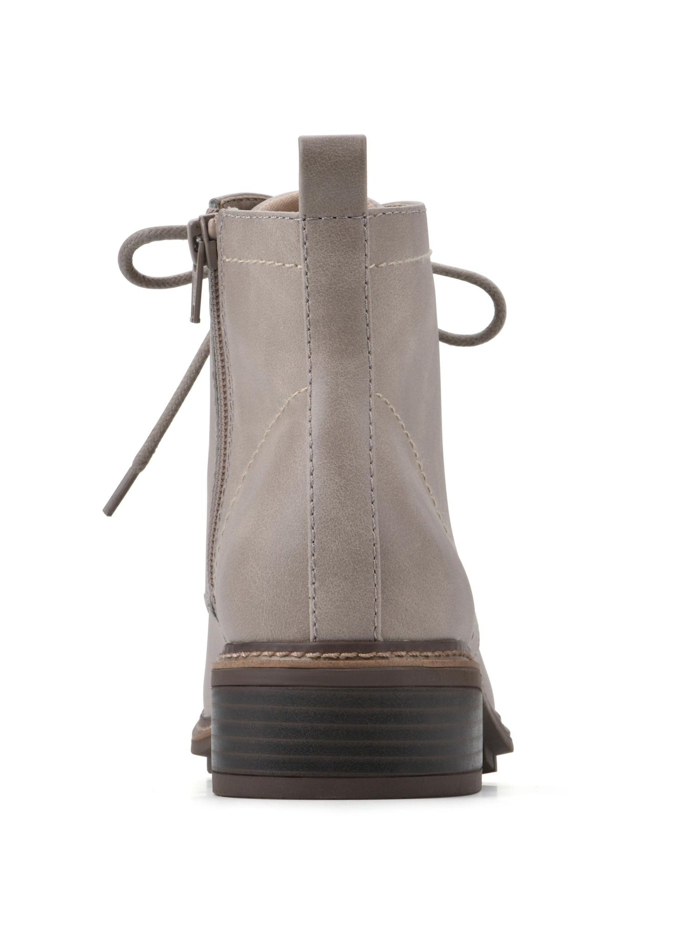 CLIFFS BY WHITE MOUNTAIN Womens Beige Lace Up Heel Pull-Tab Padded Treaded Eligible Almond Toe Block Heel Zip-Up Booties 10 M