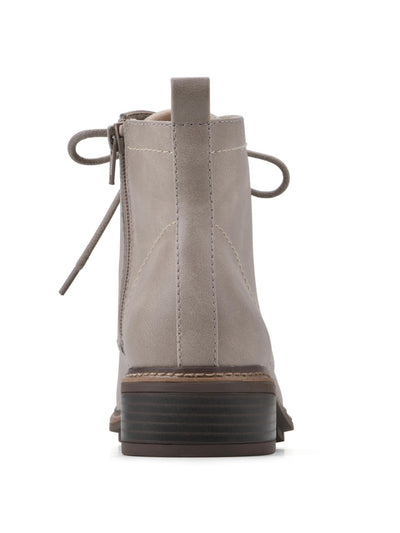 CLIFFS BY WHITE MOUNTAIN Womens Beige Lace Up Heel Pull-Tab Padded Treaded Eligible Almond Toe Block Heel Zip-Up Booties 10 M