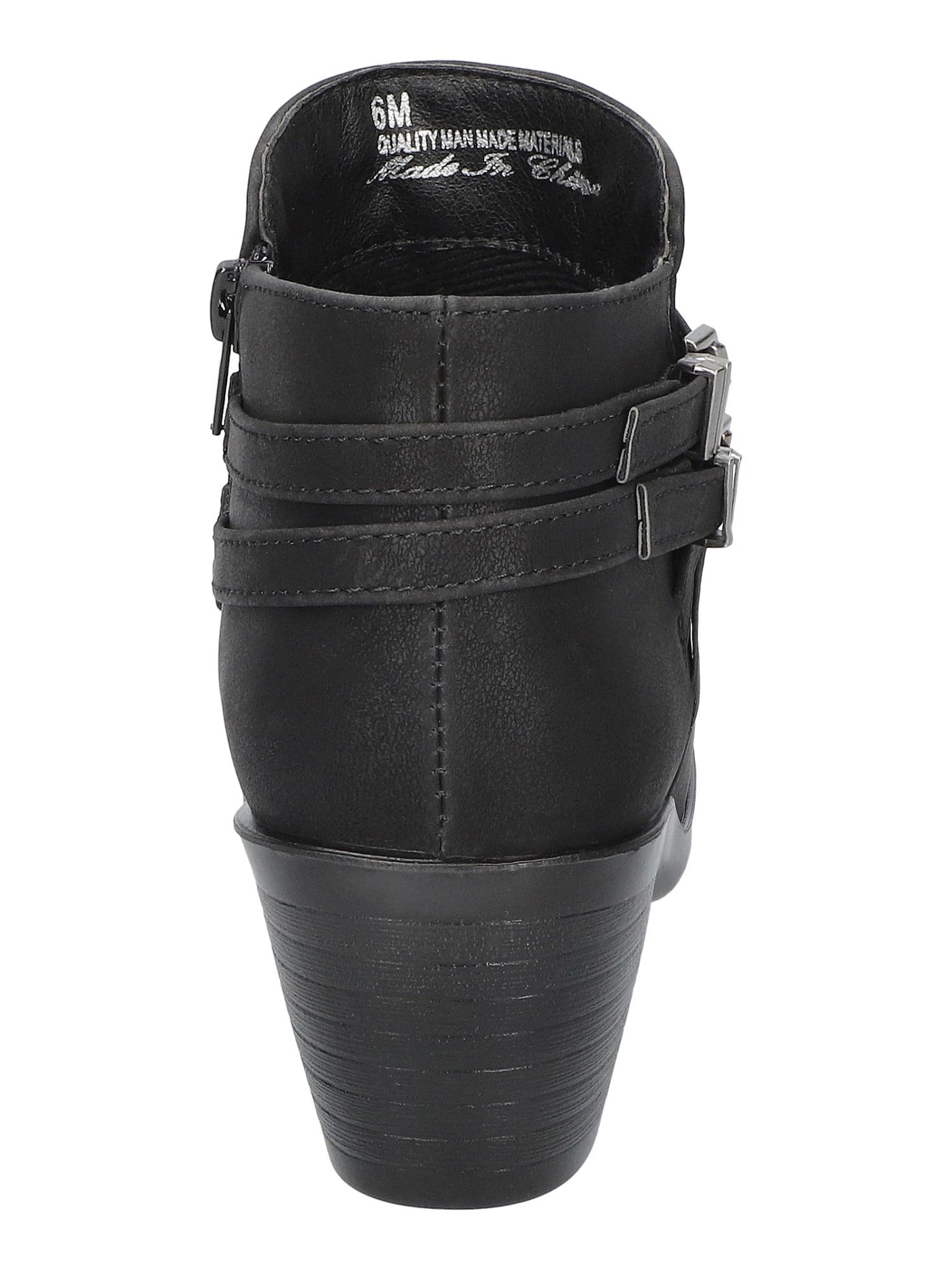 EASY STREET Womens Black Ankle Strap Buckle Accent Cushioned Lightweight Kory Round Toe Block Heel Zip-Up Booties 7 M