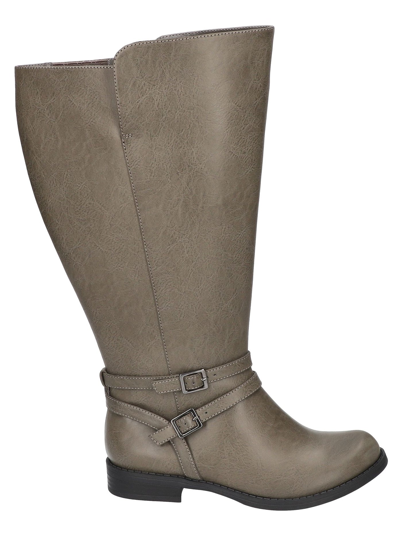 EASY STREET Womens Gray Athletic Buckled Ankle Straps Goring Padded Bay Plus Plus Round Toe Block Heel Zip-Up Boots Shoes 7.5 W XWC