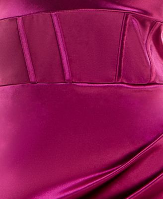 BCX DRESS Womens Pink Zippered Pleated Overlap Skirt Notched Hemline Spaghetti Strap Cowl Neck Above The Knee Party Body Con Dress