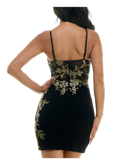 BCX DRESS Womens Black Zippered Lined Corset Style Bodice Sleeveless V Neck Mini Party Body Con Dress 0