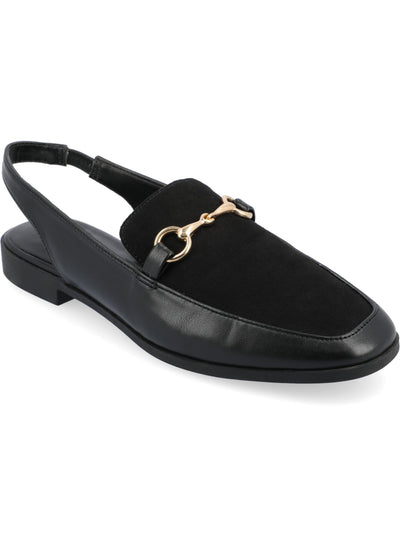JOURNEE COLLECTION Womens Black Mixed Media Bit Hardware Goring Cushioned Lainey Square Toe Slip On Dress Slingback 8.5 M