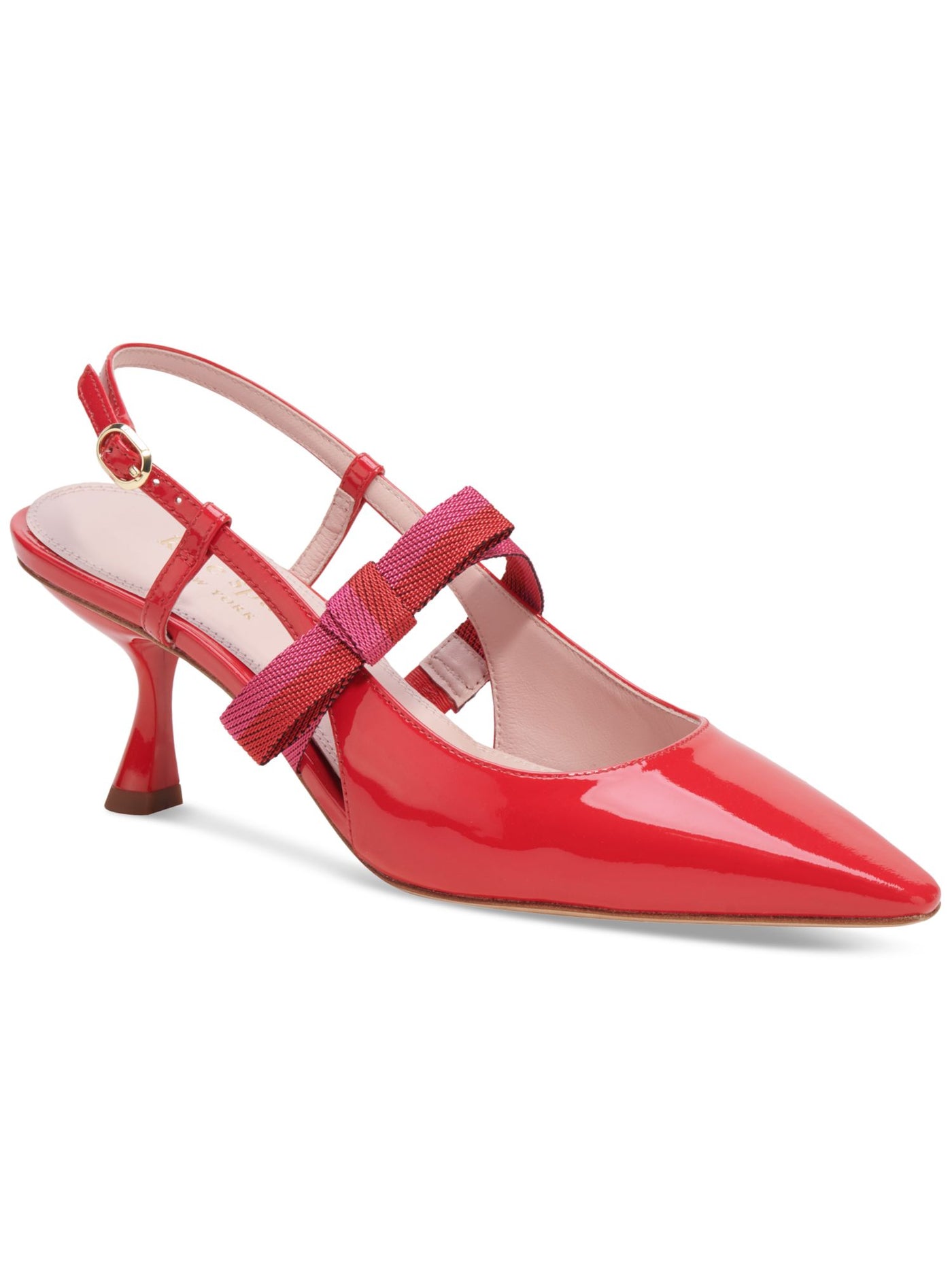 KATE SPADE NEW YORK Womens Red Bow Strap Accent Padded Maritza Pointed Toe Buckle Slingback 10 B