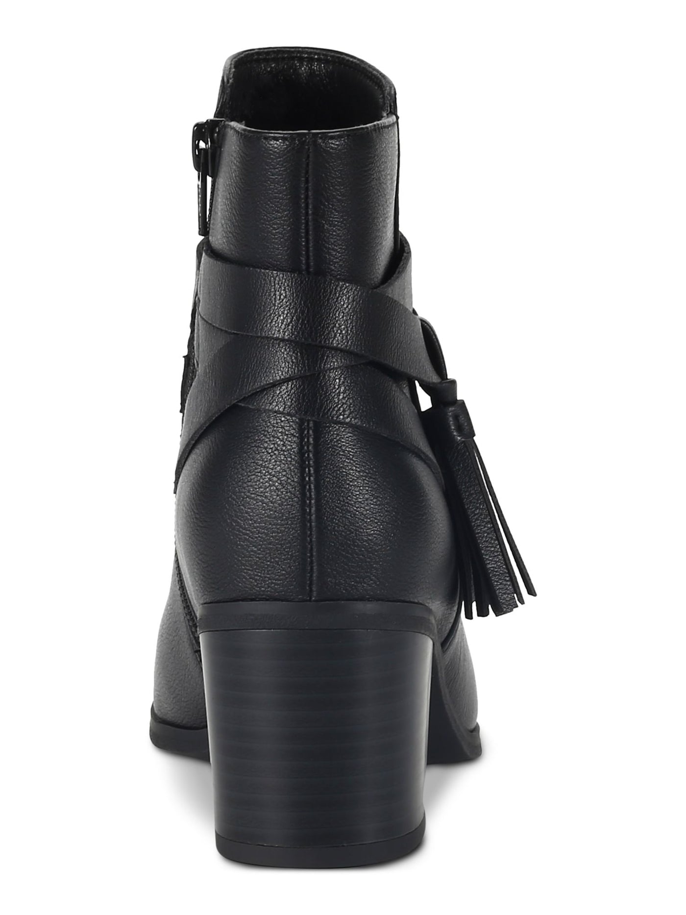 STYLE & COMPANY Womens Black Ankle Strap Accents Padded Tasseled Catrionaa Almond Toe Block Heel Zip-Up Booties 7.5 M
