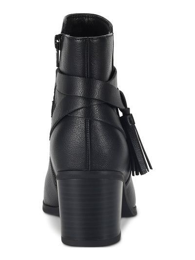 STYLE & COMPANY Womens Black Ankle Strap Accents Padded Tasseled Catrionaa Almond Toe Block Heel Zip-Up Booties 7.5 M