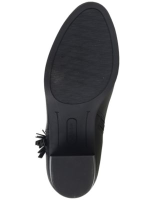 STYLE & COMPANY Womens Black Ankle Strap Accents Padded Tasseled Catrionaa Almond Toe Block Heel Zip-Up Booties M