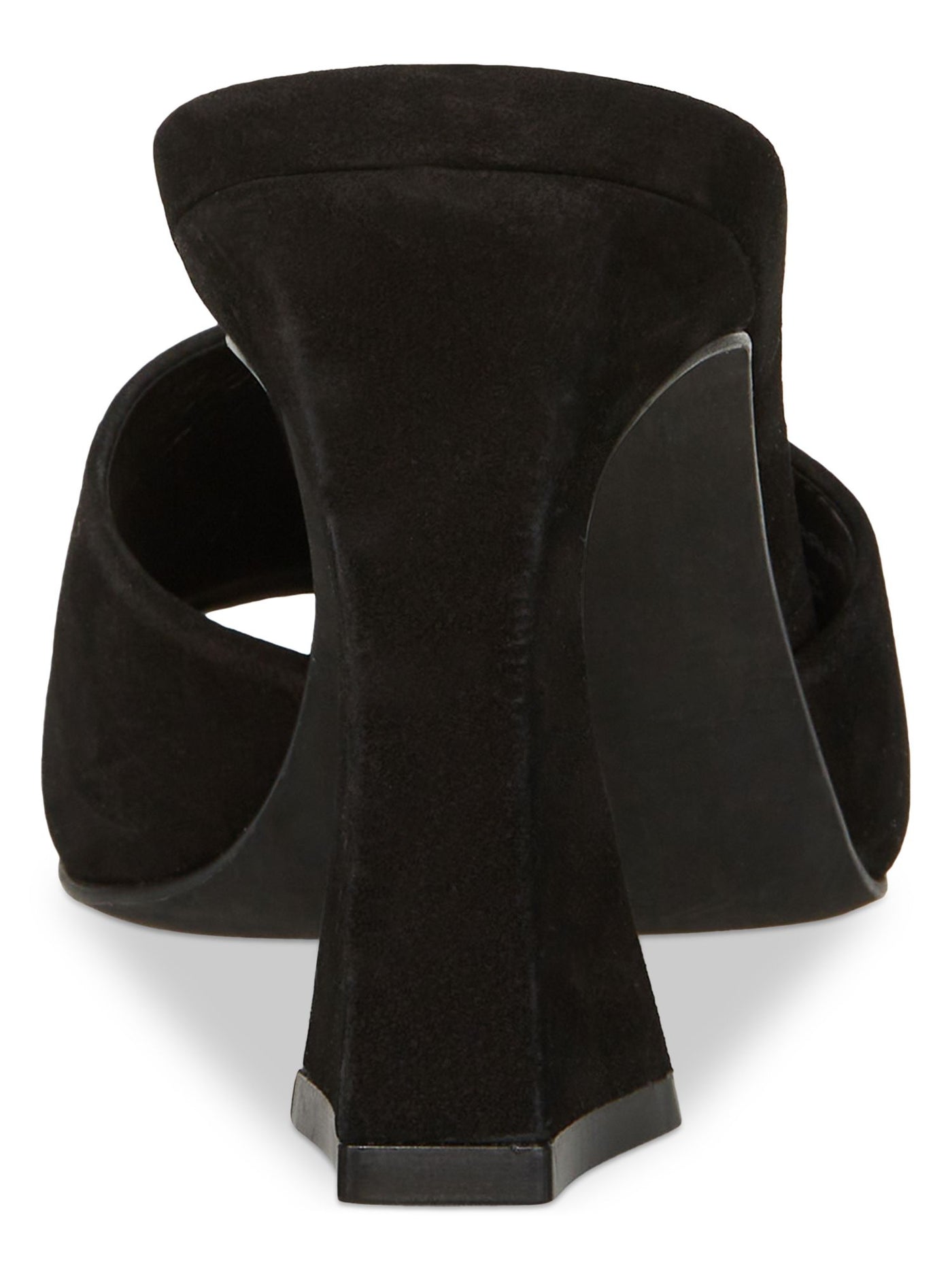 STEVE MADDEN Womens Black Cushioned Fairfax Square Toe Sculpted Heel Slip On Leather Dress Heeled Sandal 10 M
