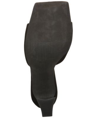 STEVE MADDEN Womens Black Cushioned Fairfax Square Toe Sculpted Heel Slip On Leather Dress Heeled M