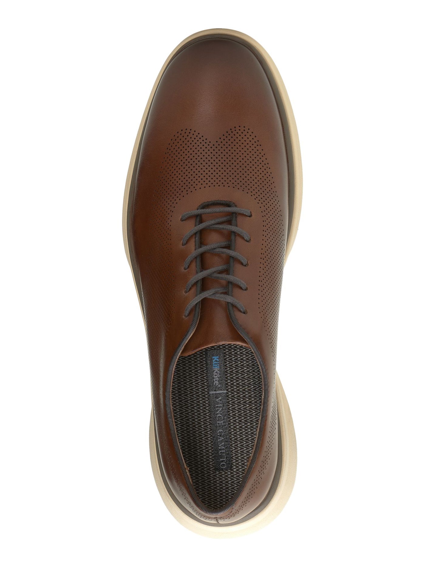 VINCE CAMUTO Mens Brown Blind Eyelets Wingtip Oxford Perforated Padded Talmai Round Toe Wedge Lace-Up Leather Dress Sneakers Shoes 12 M