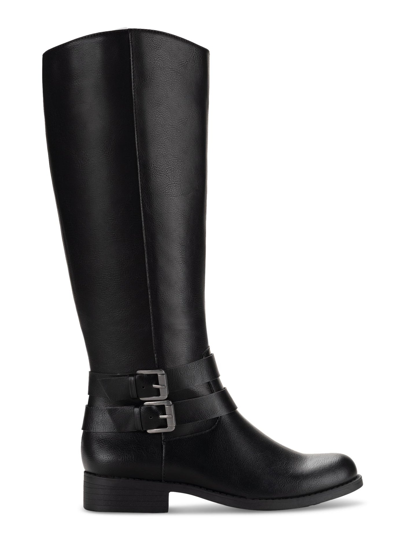 STYLE & COMPANY Womens Black Buckled Ankle Straps Goring Padded Maliaa Round Toe Block Heel Zip-Up Riding Boot 8.5 M