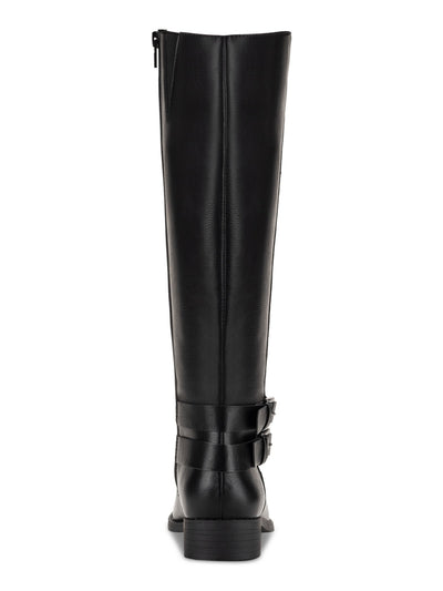 STYLE & COMPANY Womens Black Buckled Ankle Straps Goring Padded Maliaa Round Toe Block Heel Zip-Up Riding Boot 8.5 M
