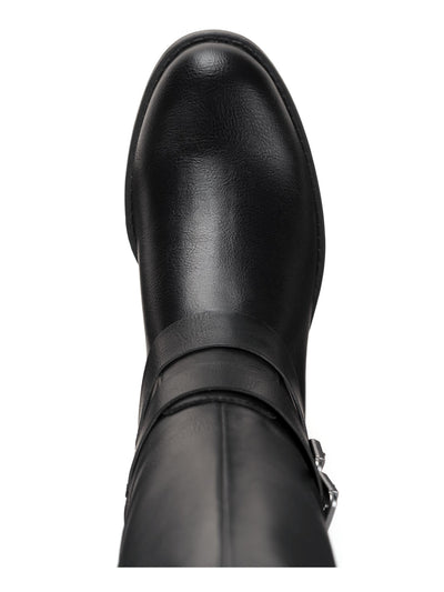 STYLE & COMPANY Womens Black Buckled Ankle Straps Goring Padded Maliaa Round Toe Block Heel Zip-Up Riding Boot 7.5 M