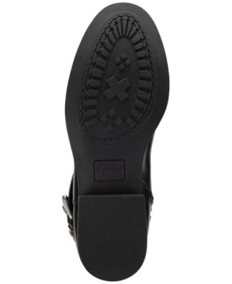 STYLE & COMPANY Womens Black Buckled Ankle Straps Goring Padded Maliaa Round Toe Block Heel Zip-Up Riding Boot M