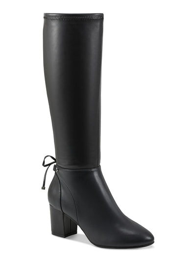CHARTER CLUB Womens Black Stretch Bow Accent Padded Mayviss Pointed Toe Block Heel Zip-Up Dress Boots 8 M