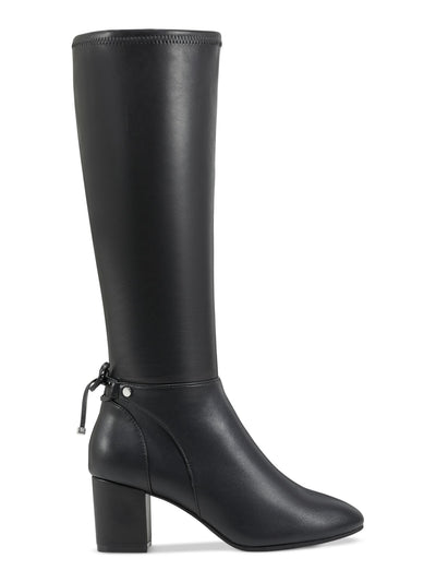 CHARTER CLUB Womens Black Stretch Bow Accent Padded Mayviss Pointed Toe Block Heel Zip-Up Dress Boots 8 M