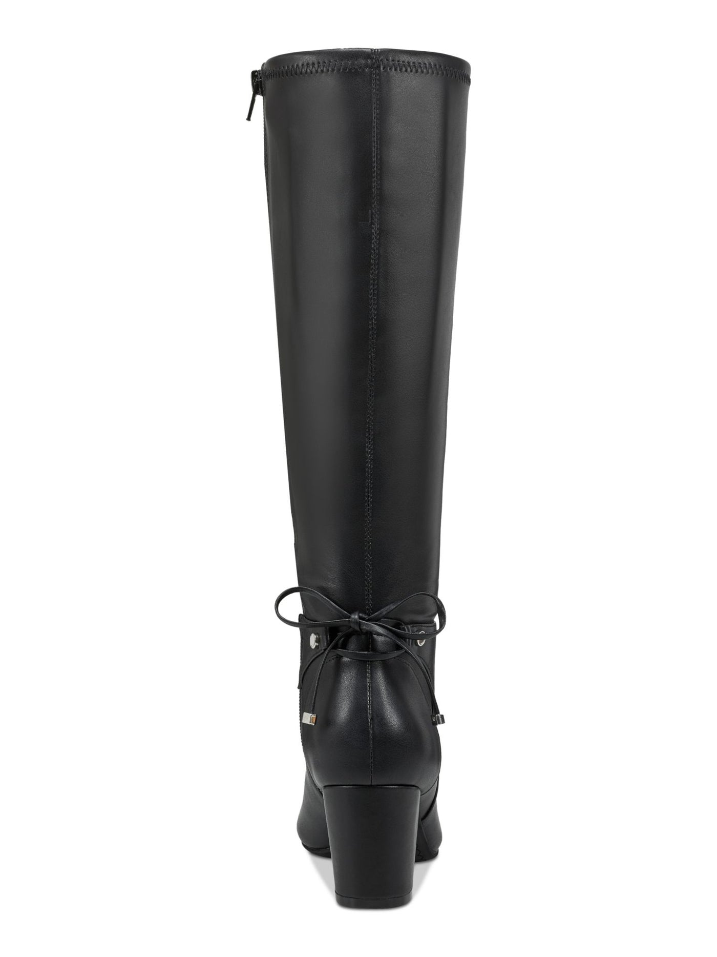 CHARTER CLUB Womens Black Stretch Bow Accent Padded Mayviss Pointed Toe Block Heel Zip-Up Dress Boots 8 M