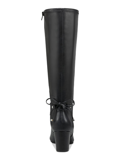 CHARTER CLUB Womens Black Stretch Bow Accent Padded Mayviss Pointed Toe Block Heel Zip-Up Dress Boots 8 M