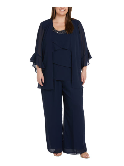 R&M RICHARDS WOMAN Womens Navy Open Front Evening Cardigan Plus 20W
