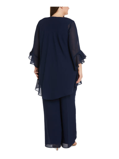 R&M RICHARDS WOMAN Womens Navy Open Front Evening Cardigan Plus 20W