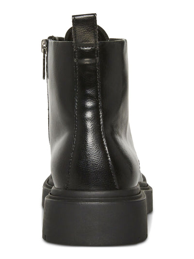 MADDEN Mens Black 1-1/2" Platform Lace-Up Front Heel Pull-Tab Padded Auustn Round Toe Wedge Zip-Up Combat Boots 11.5