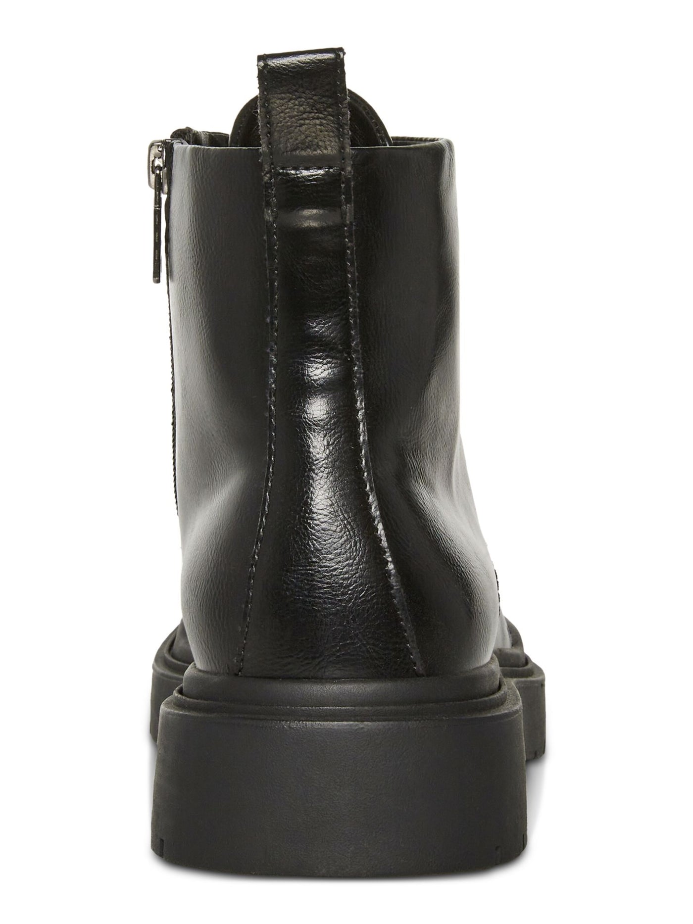 MADDEN Mens Black 1-1/2" Platform Lace-Up Front Heel Pull-Tab Padded Auustn Round Toe Wedge Zip-Up Combat Boots 12