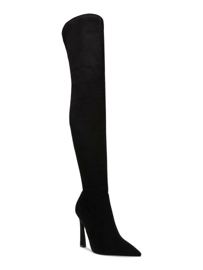 STEVE MADDEN Womens Black Ankle Zip Padded Stretch Laddy Pointed Toe Flare Dress Boots 6.5 M