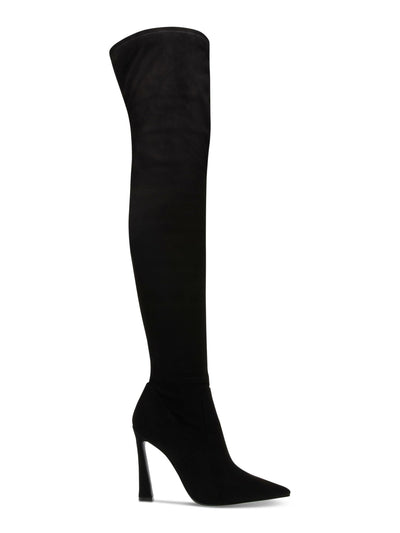 STEVE MADDEN Womens Black Ankle Zip Padded Stretch Laddy Pointed Toe Flare Dress Boots 6.5 M