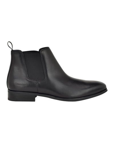 CALVIN KLEIN Men's Black Donto Padded Goring Solid Heel Pull-Tab Chelsea