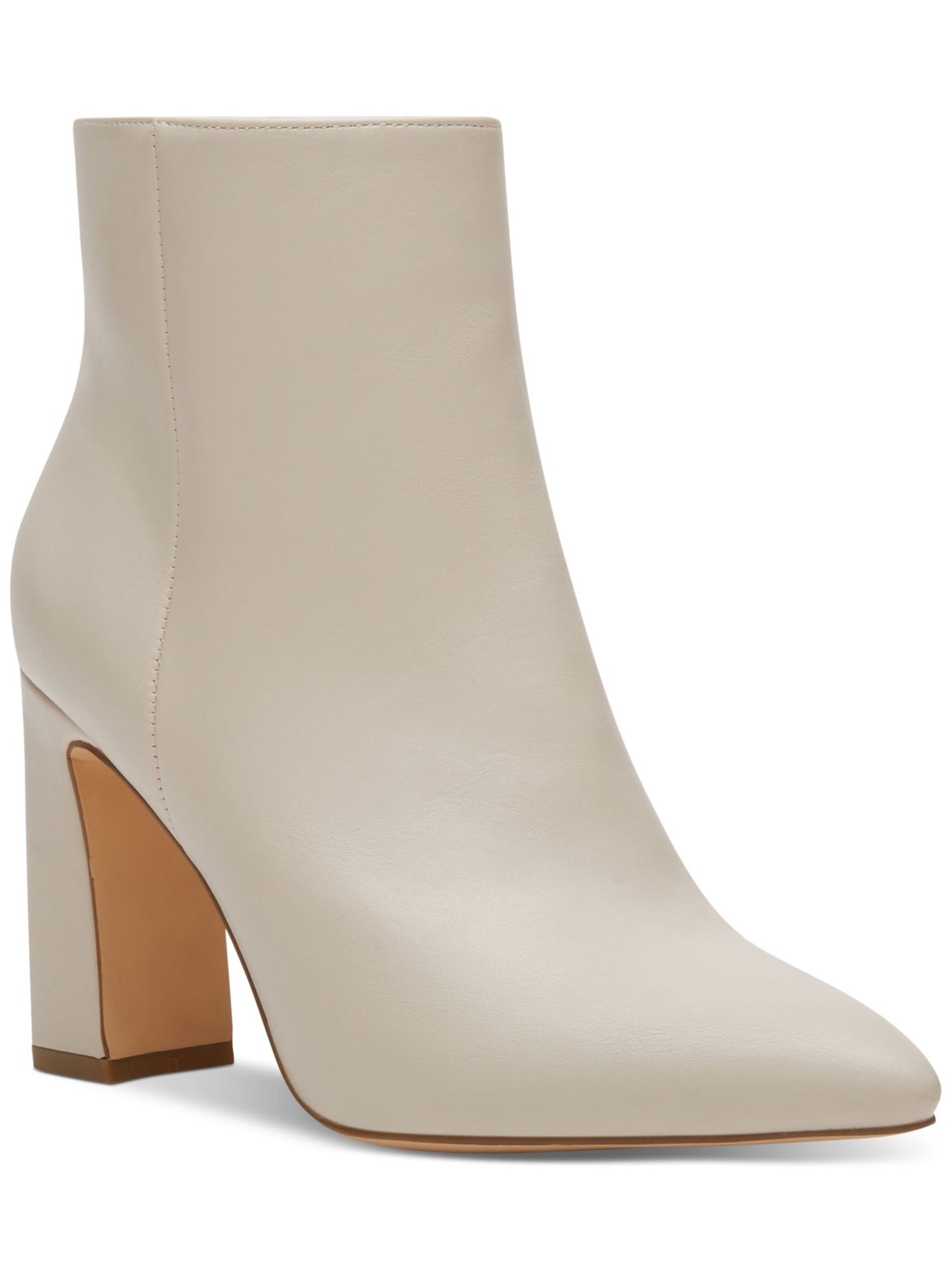 MADDEN GIRL Womens Beige Padded Bonnie Pointed Toe Block Heel Zip-Up Booties 10 M