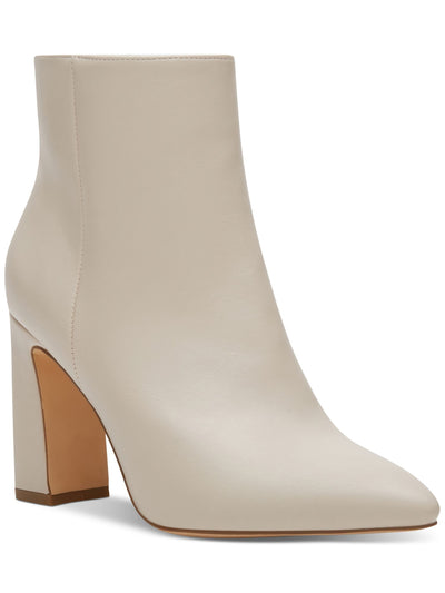 MADDEN GIRL Womens Beige Padded Bonnie Pointed Toe Block Heel Zip-Up Booties 10 M