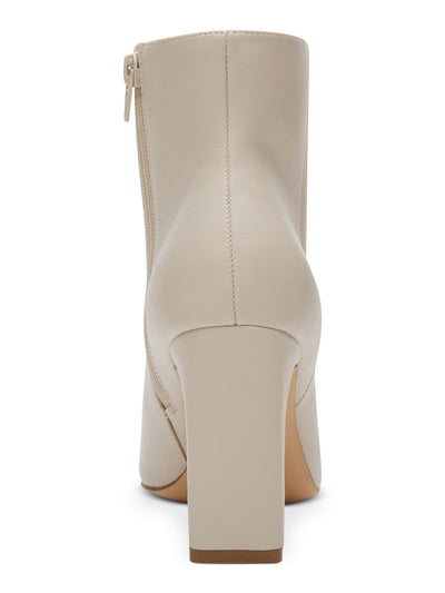 MADDEN GIRL Womens Beige Padded Bonnie Pointed Toe Block Heel Zip-Up Booties 10 M