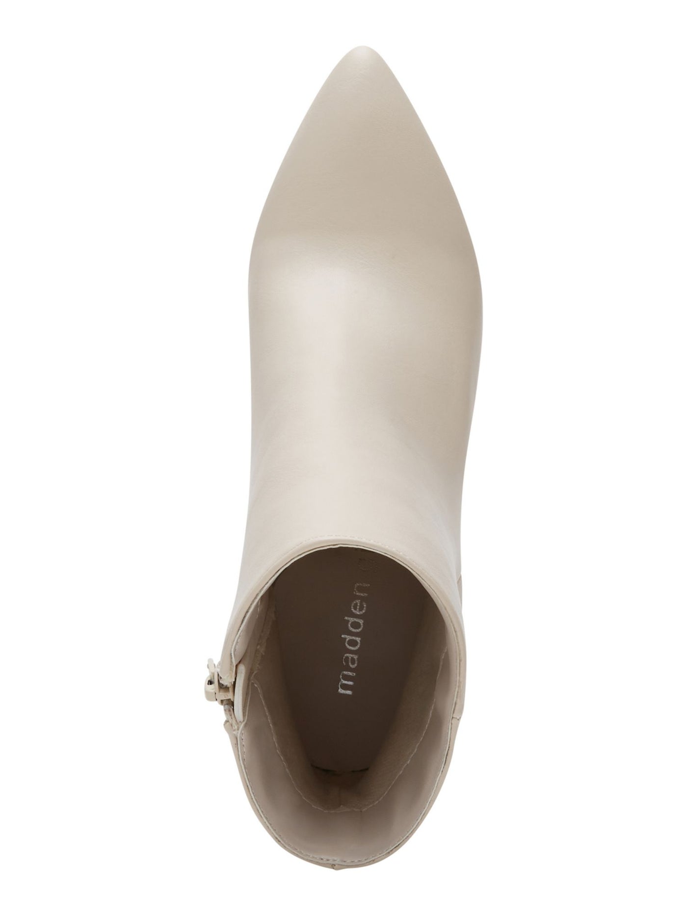 MADDEN GIRL Womens Beige Padded Bonnie Pointed Toe Block Heel Zip-Up Booties 10 M