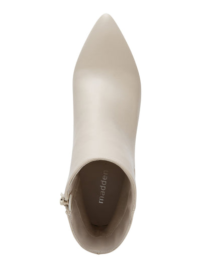 MADDEN GIRL Womens Beige Padded Bonnie Pointed Toe Block Heel Zip-Up Booties 10 M