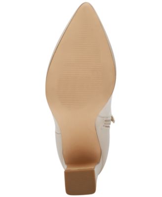 MADDEN GIRL Womens Beige Padded Bonnie Pointed Toe Block Heel Zip-Up Booties M