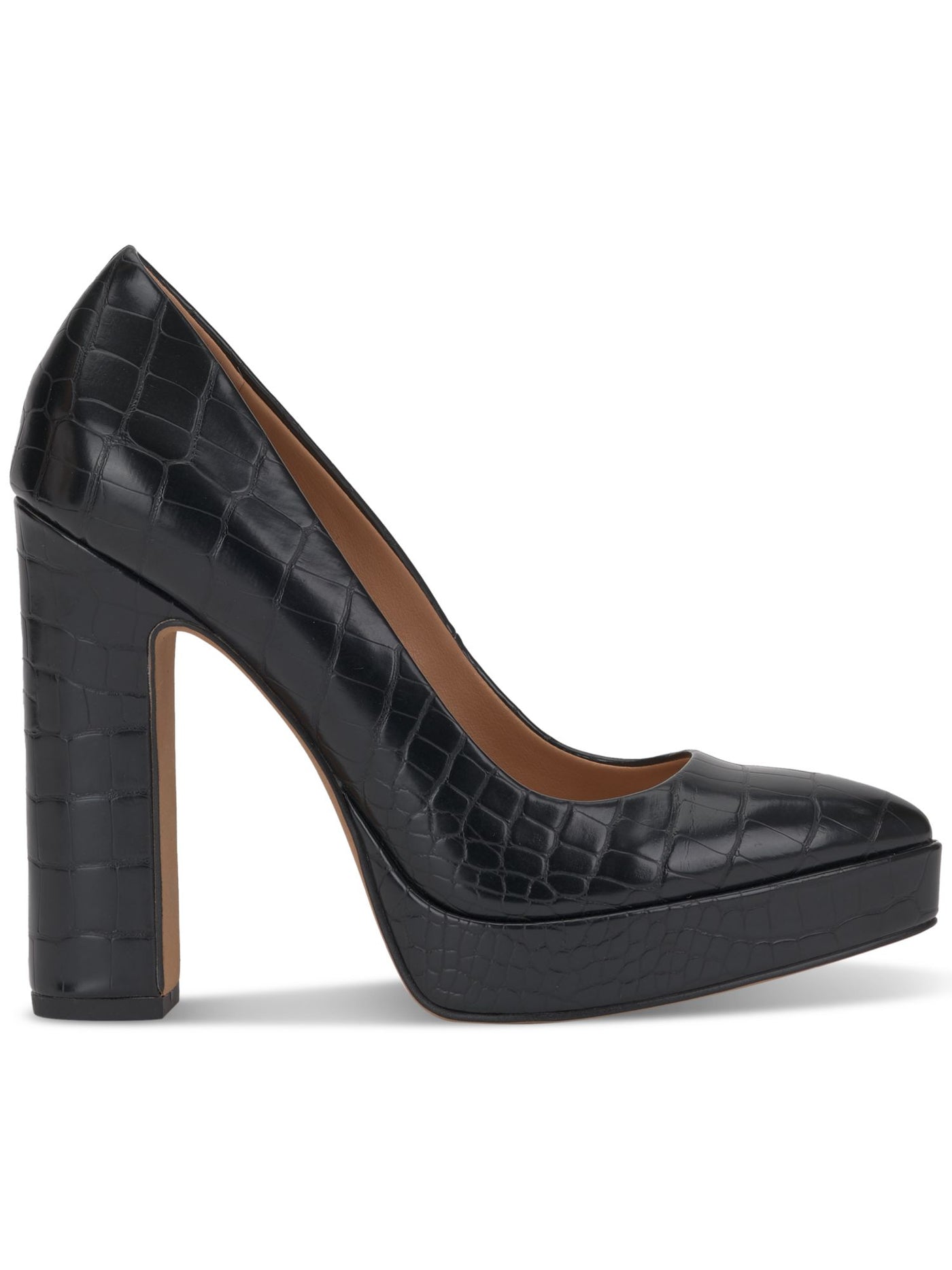 JESSICA SIMPSON Womens Black Solid Croc Padded Glynis Pointed Toe Block Heel Slip On Dress Pumps Shoes 9.5 M